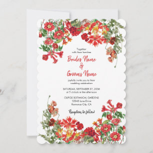 Invitation Jardin Floral Rouge Mariage de fleurs botaniques