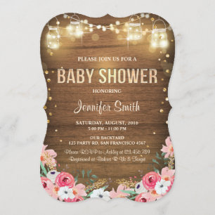 Invitation Jardin floral rustique mixte d'invitation de baby