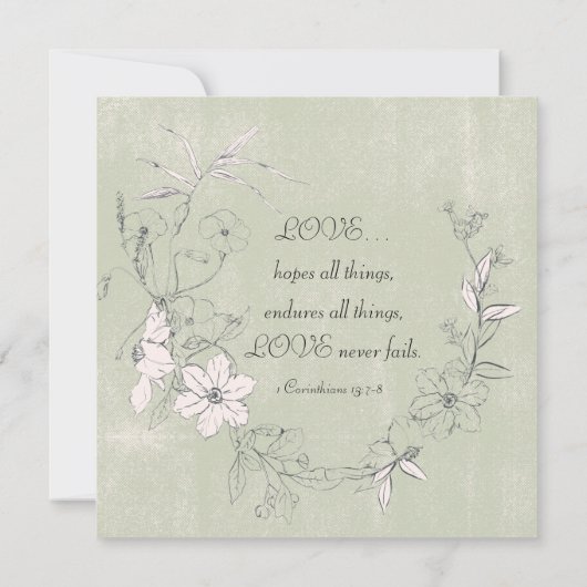 Invitation Jardin Floral Vert rose Mariage chrétien (Dos)