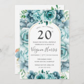 Invitation Jardin Floral Vert Vingt-vingtième anniversaire (Devant / Derrière)