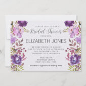 Invitation Jardin Floral Violet Violet Fête des mariées Lavan (Devant)