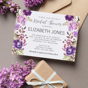 Invitation Jardin Floral Violet Violet Fête des mariées Lavan