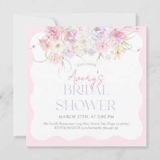 Invitation Jardin Floral Wavy Fleur sauvage Fête des mariées