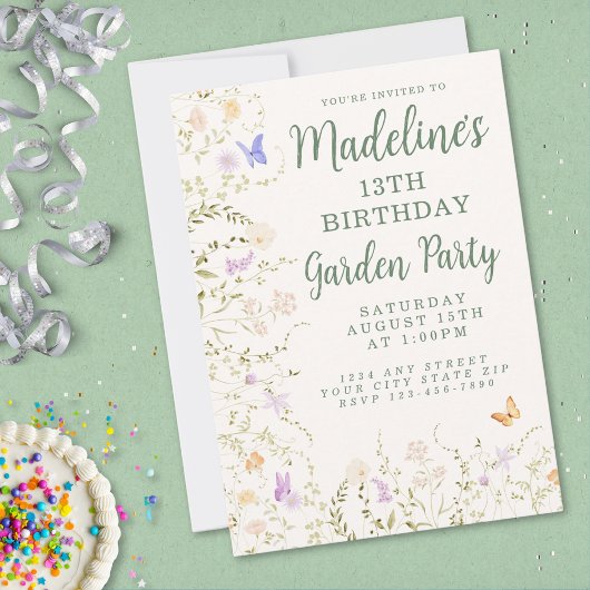 Invitation Jardin floral Whimsical Anniversaire