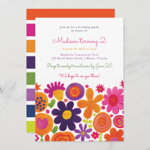 Invitation Jardin floral Whimsical coloré fête d'anniversaire