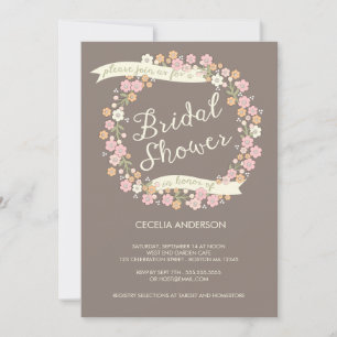 Invitation Jardin Floral Wreath Fête de l'mariée Blush
