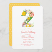 Invitation Jardin Flower 2e fête d'anniversaire (Devant / Derrière)