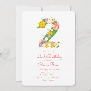 Invitation Jardin Flower 2e fête d'anniversaire