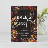 Invitation Jardin foncé Autumn Flowers Fall Sweet 16 Party (Debout devant)