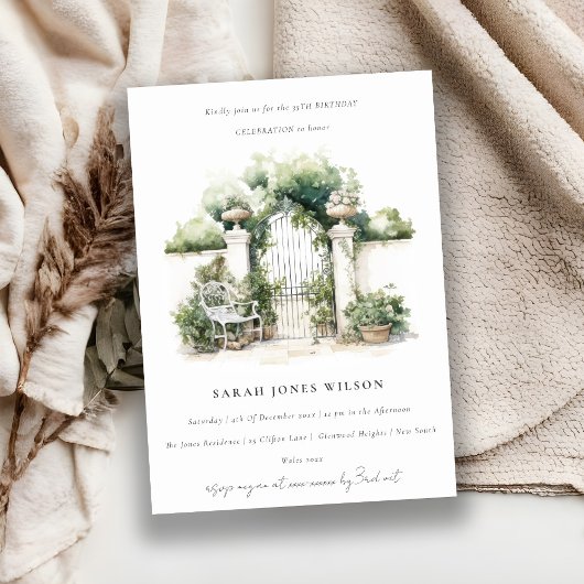 Invitation Jardin français classique Paysage Aquarelle Annive