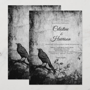 Invitation Jardin gothique Mariage noir corbeau