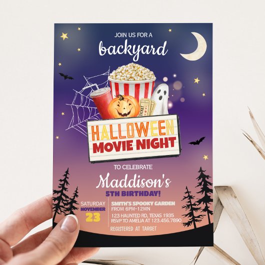Invitation Jardin Halloween Film Nuit Anniversaire