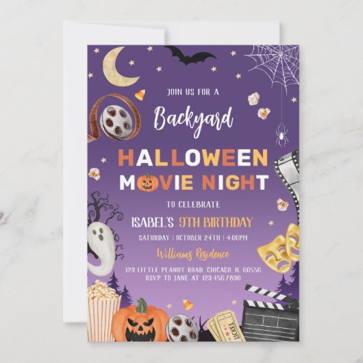 Invitation Jardin Halloween Film Nuit Anniversaire (Devant)