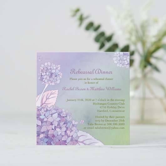 Invitation Jardin Hydrangea Dîner de répétition Mariage (Debout devant)