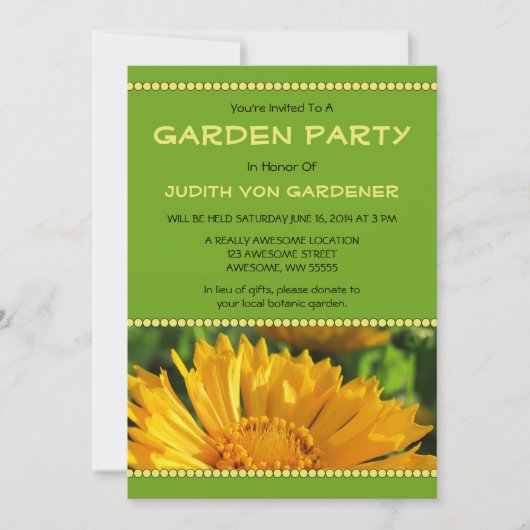 Invitation Jardin Jaune Coréopsis Fleur (Devant)