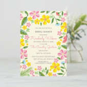 Invitation Jardin jaune et rose Fête des mariées florale (Debout devant)