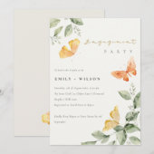 Invitation Jardin Jaune mignon Papillons Fiançailles (Devant / Derrière)