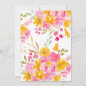 Invitation Jardin jaune rose floral chello baby shower (Dos)