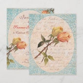 Invitation Jardin Jaune Vintage Rose Fête d'anniversaire (Devant / Derrière)