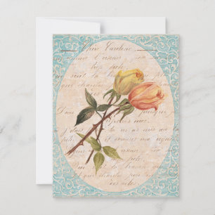 Invitation Jardin Jaune Vintage Rose Fête d'anniversaire