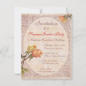 Invitation Jardin Jaune Vintage Rose Fête d'anniversaire (Dos)