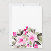 Invitation Jardin joli baby shower d'aquarelle fleurie rose (Dos)
