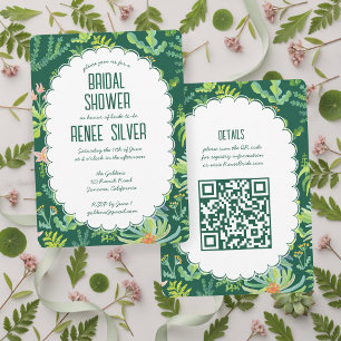 Invitation Jardin Jungle Aquarelle QR personnalisé  ENTERREME