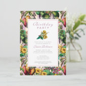 Invitation Jardin Lady 60e fête d'anniversaire Retro Floral (Debout devant)
