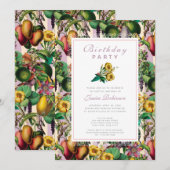 Invitation Jardin Lady 60e fête d'anniversaire Retro Floral (Devant / Derrière)