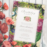 Invitation Jardin Lady 60e fête d'anniversaire Vintage Floral<br><div class="desc">Elégante invitation de fête d'anniversaire pour un enfant de soixante ans qui aime le jardin.</div>
