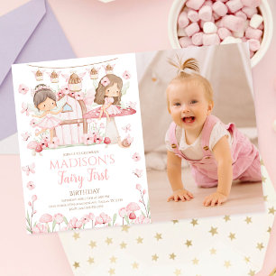 Invitation Jardin Magique de Fée pour Fille Photo Premier Ann