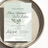Invitation Jardin Mariage Flora Olive Script Aquarelle