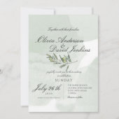 Invitation Jardin Mariage Flora Olive Script Aquarelle (Devant)