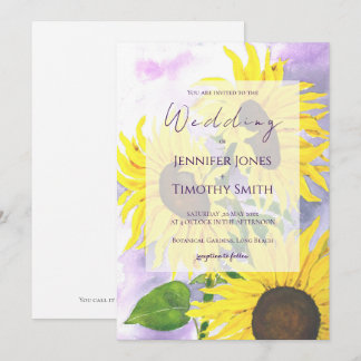 Invitation jardin mariage jaune tournesols aquarelle