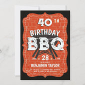 Invitation Jardin masculin Anniversaire BBQ Party Rustic Blac (Devant)