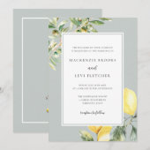 Invitation Jardin méditerranéen Élégant Mariage citron (Devant / Derrière)
