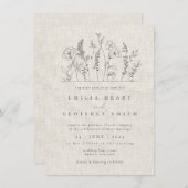 Invitation Jardin minimaliste Fleur sauvage simple Mariage d' (Devant / Derrière)