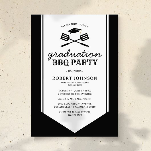 Invitation Jardin moderne BBQ Graduation Party