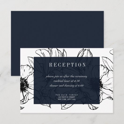 Invitation Jardin moderne | Bleu | Mariage floral RSVP (Devant / Derrière)