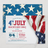 Invitation Jardin moderne du 4 juillet BBQ USA Drapeau (Devant / Derrière)