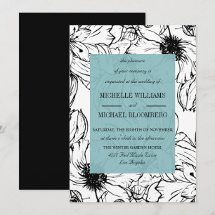 Invitation Jardin moderne Turquoise mariage floral