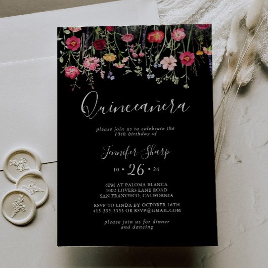Invitation Jardin Multicolor Fleur sauvage Quinceañera