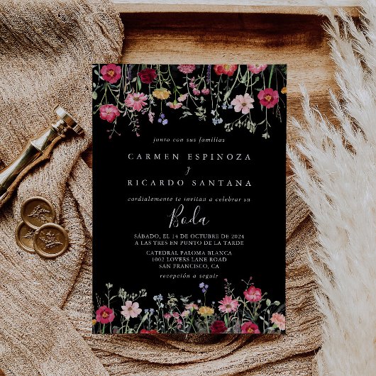Invitation Jardin Multicolore Fleur sauvage espagnol Mariage