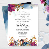 Invitation Jardin mystique violet, bleu, Turquoise et Mariage