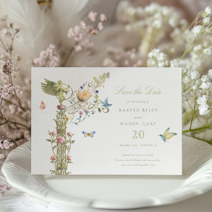 Invitation Jardin mythique Sauvez la date Golden Elegance