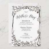 Invitation Jardin noir et blanc Fête des mères Brunch (Devant)