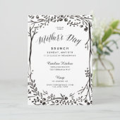 Invitation Jardin noir et blanc Fête des mères Brunch (Debout devant)