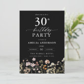 Invitation Jardin noir fleur sauvage 30e anniversaire (Debout devant)