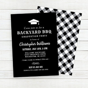 Invitation Jardin noir rustique BBQ fête de graduation