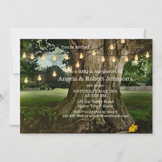 Invitation Jardin Nouveau Accueil BBQ Fête de réchauffement d (Devant)